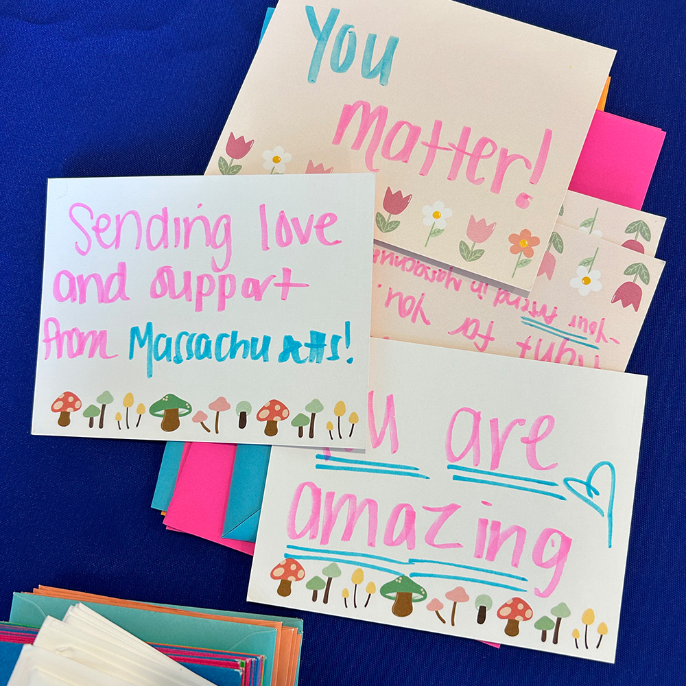 Handwritten notes of affirmation, included with every gender-affirming garment we donate